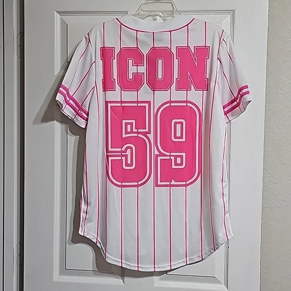 "NEW" Barbie Icon 59 Pink Pinstriped Jersey Women's - Picture 2 of 2